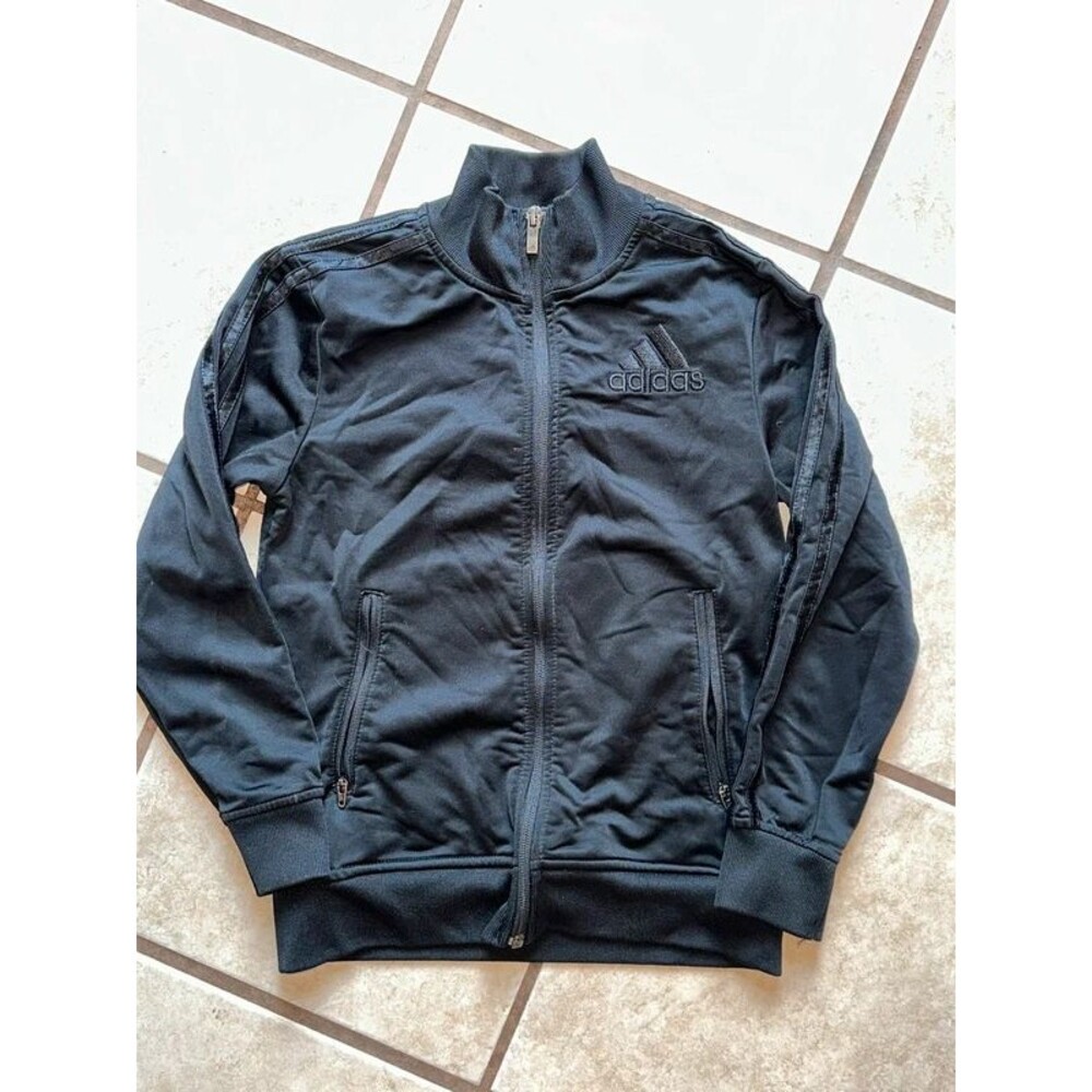 Boys Black Adidas Zip Up Jacket Size Small 8